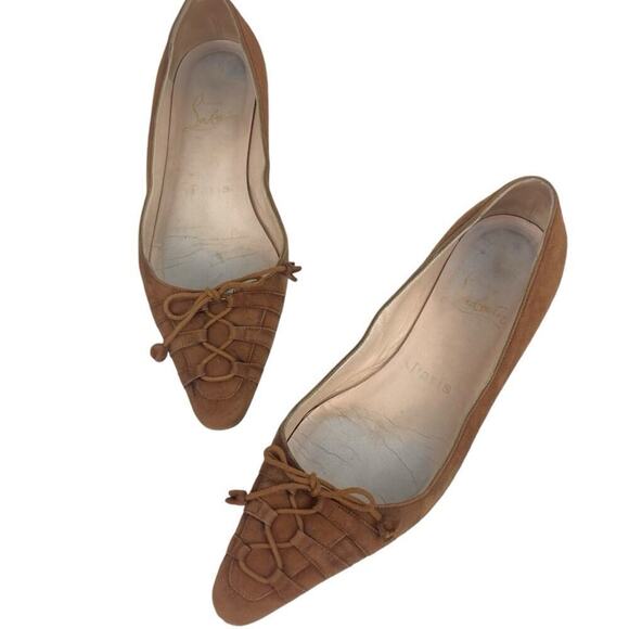 CHRISTIAN LOUBOUTIN Brown Suede Leather  Flats - Size 36/6 - Picture 1 of 15